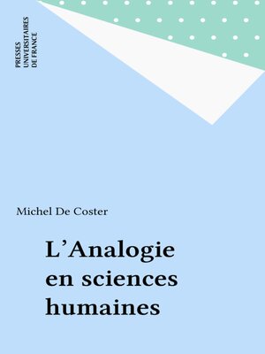cover image of L'Analogie en sciences humaines